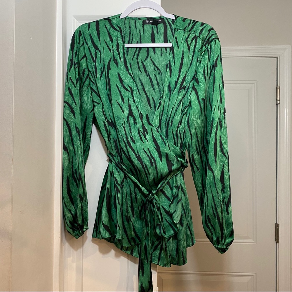 I.N.C Zebra-Print Wrap Top - image 4